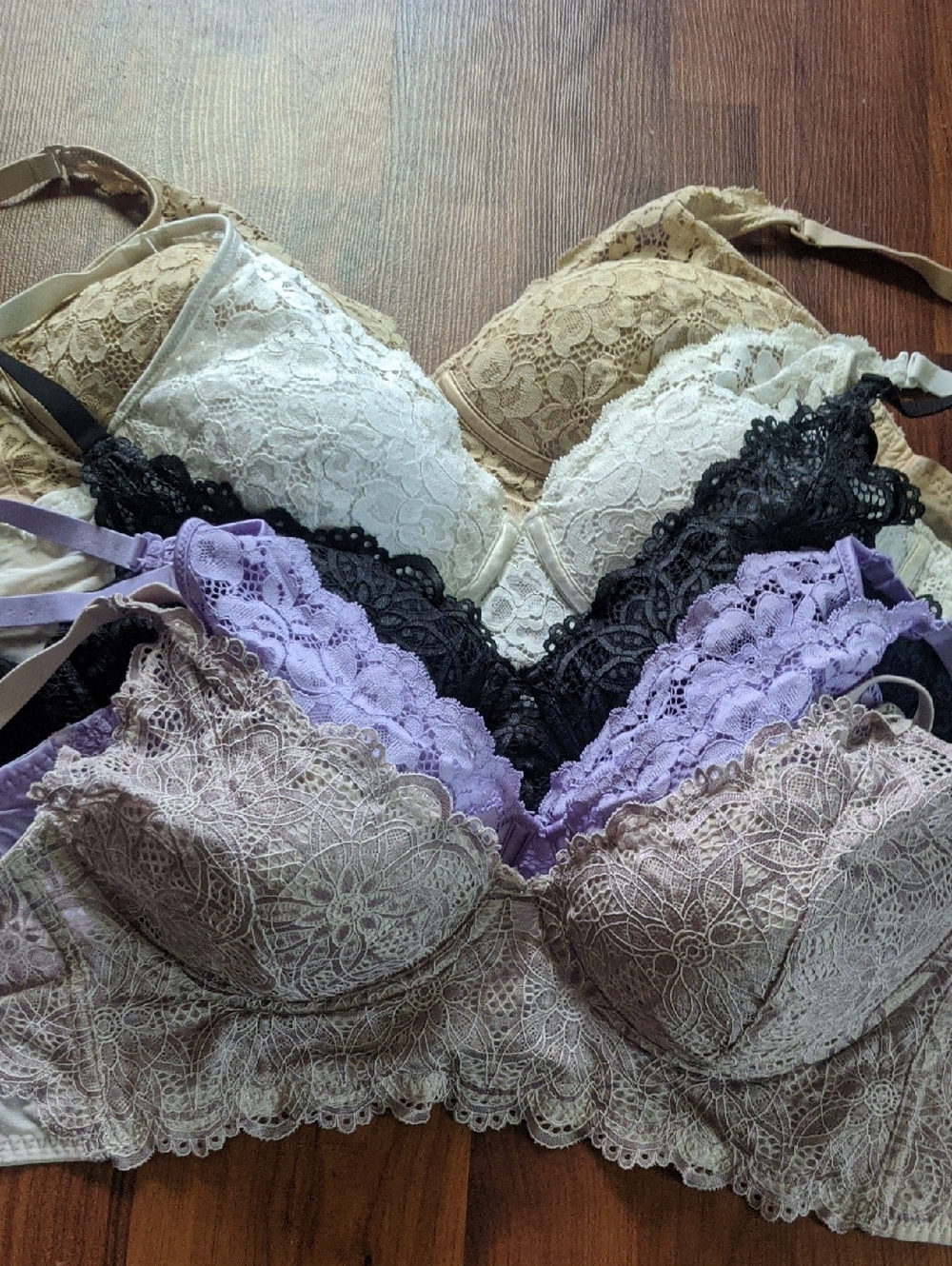 Maidenform Lace Bralette Set in Cream, Black, Lavender, Taupe, White